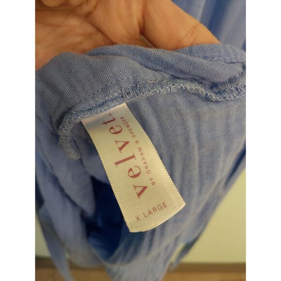 Velvet by Graham & Spencer Women's Bella Cotton Gauze Dress X-Large BLUE COLOR - Picture 11 of 16